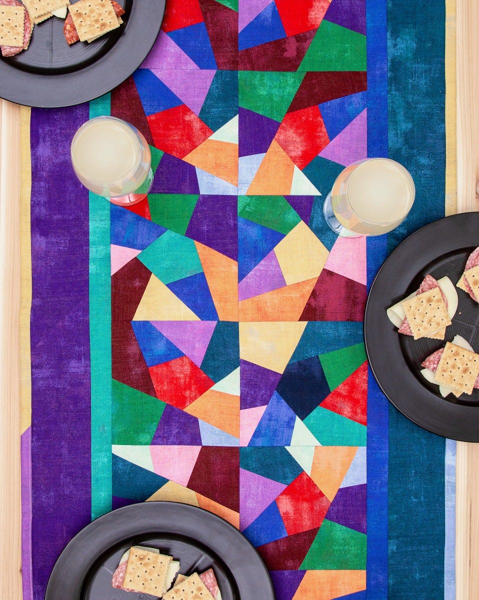 AccuQuilt GO! FREE Crazy Quilt Stained Glass Table Runner Pattern