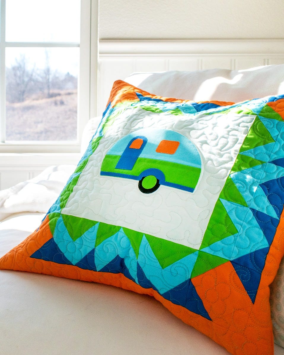 FREE AccuQuilt GO! A-Camping We GO Pillow Pattern