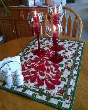 Christmas Feather Tree Table Runner