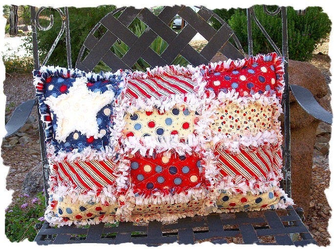 Rag Quilt Flag Pillow
