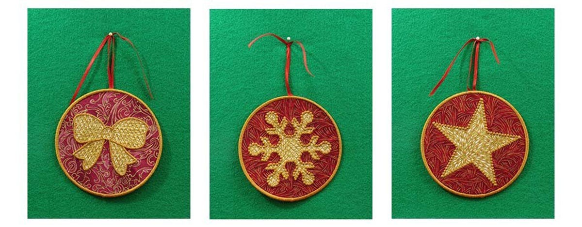 In-the-Hoop Machine Embroidery Applique Holiday Ornaments