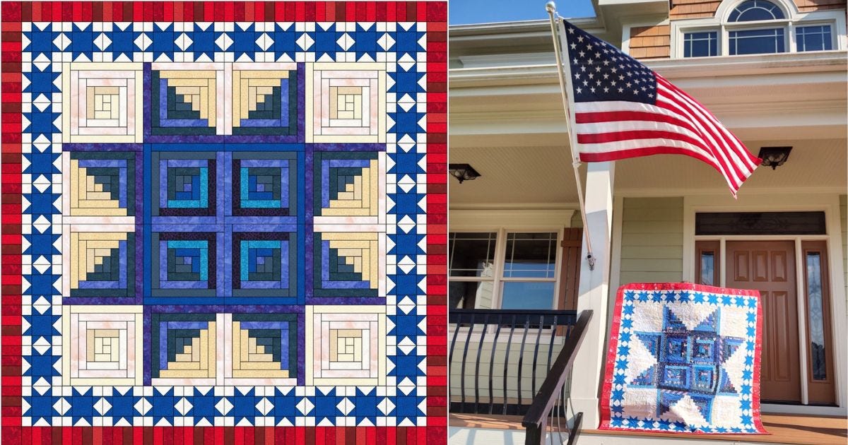 How To Create a Scrappy & Patriotic Log Cabin Star Quilt