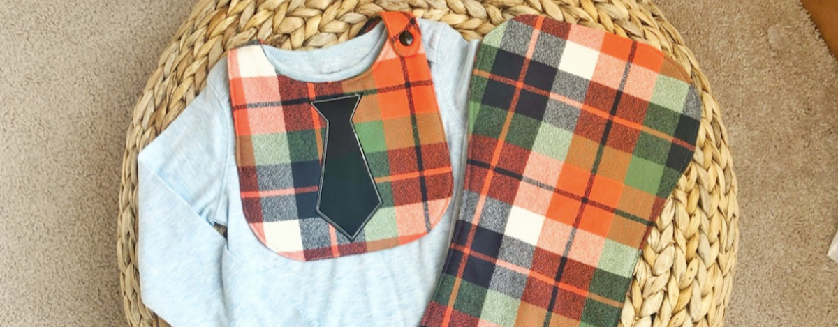 Rustic Baby Boy Bib & Burp Cloth Set by Jessica Dayon