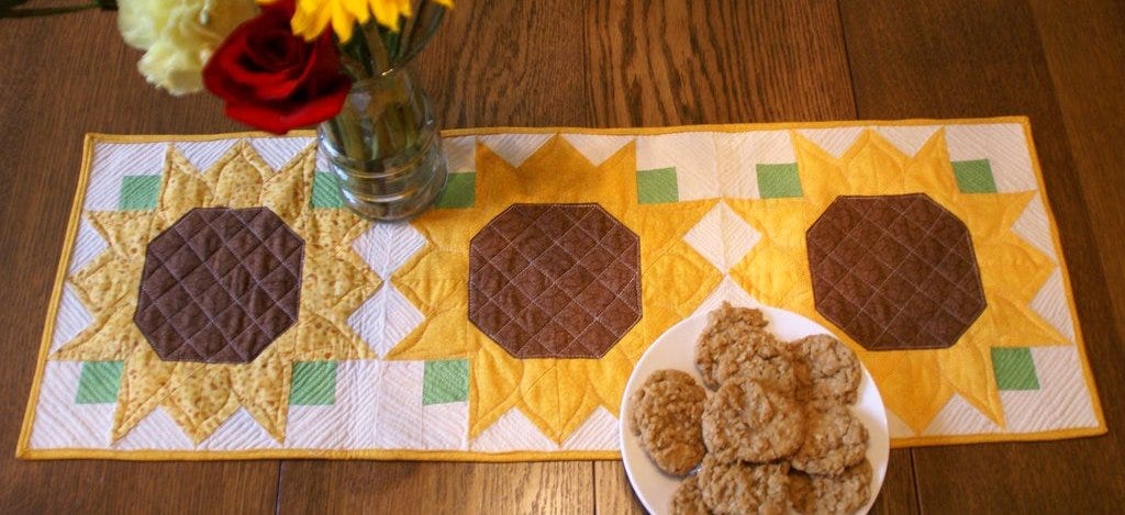 Cheery Fall Table Runner & Bonus Sunflower Seed Oatmeal Cookie Recipe