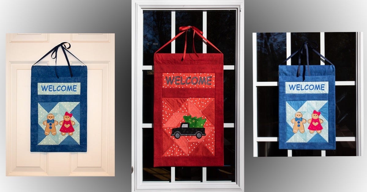 Holiday Greetings with Homemade Hanging Door Banners