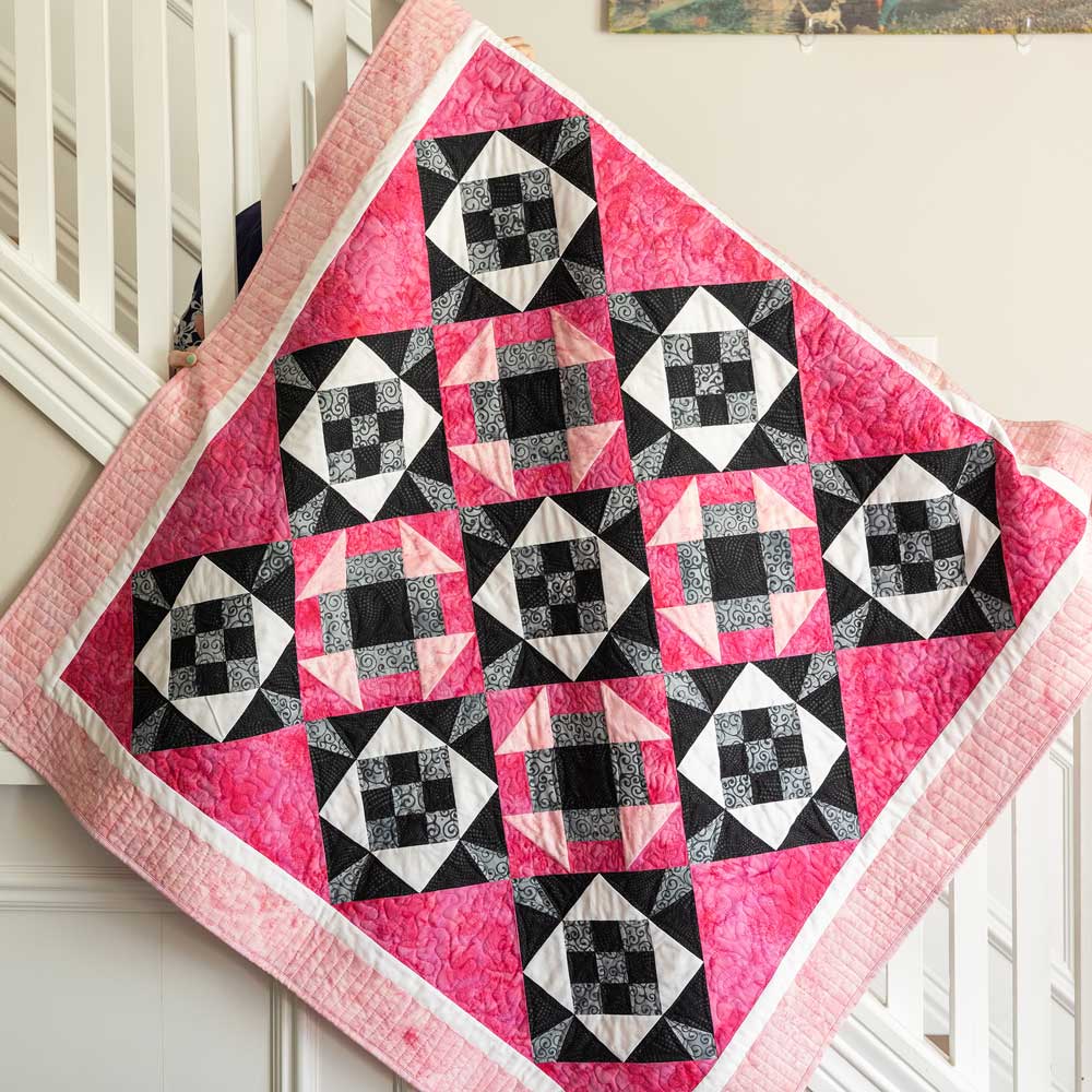 GO! Churning Nine Patch Star Throw Quilt Pattern