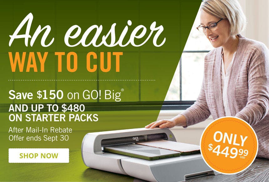 Rebate on GO! Big Electric Fabric Cutter