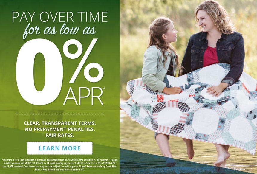 Pay over time for as low as 0% APR* - Clear, Transparent Terms. No Prepayment penalties. Fair Rates. Click to learn more. *See terms and conditions on financing page.