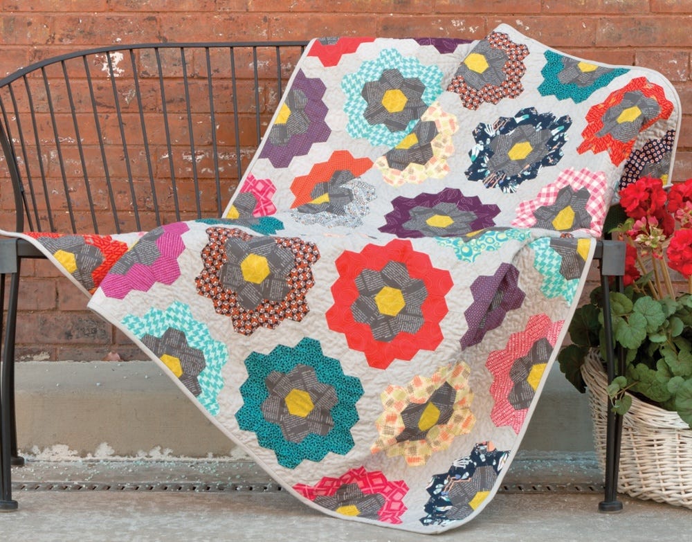 english paper piecing hexagon grandmother's garden quilt