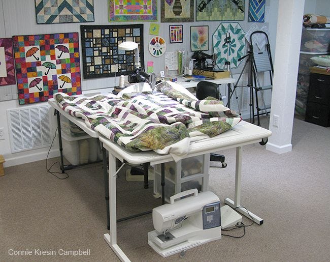 Sewing machine setup for quilting