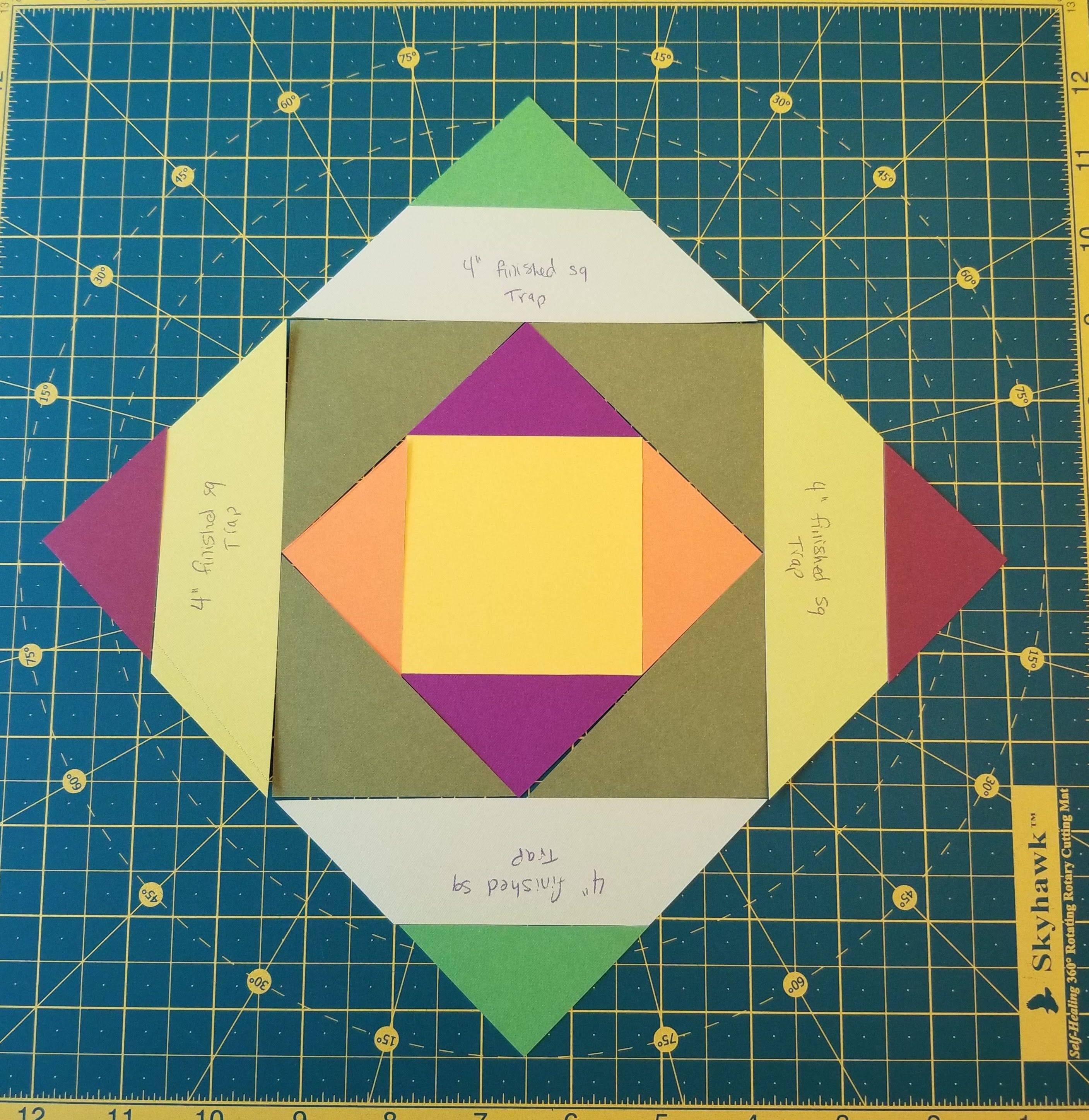 Complete quilt block on cutting mat