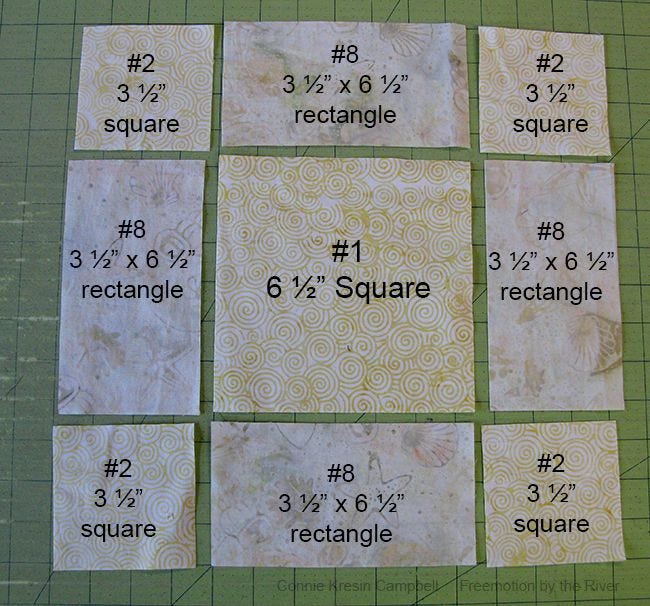 Piecing the table runner blocks