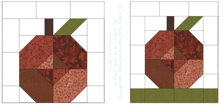 Pumpkin Patch Placemats &copy;Copyright 2016 Belinda Karls-Nace/Blue Ribbon Designs, LLC
