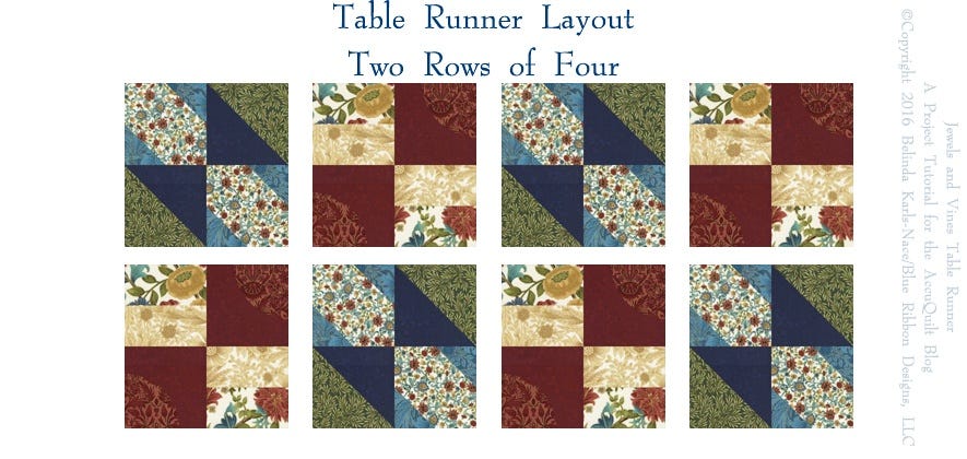 Jewels and Vines Table Runner &copy;Copyright 2016 Belinda Karls-Nace/Blue Ribbon Designs, LLC