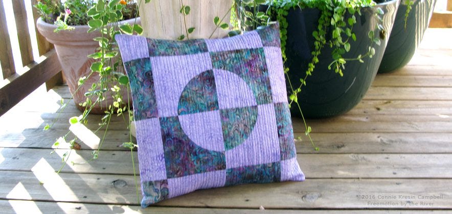 Drunkards Path pillow made with AccuQuilt GO Companion Set
