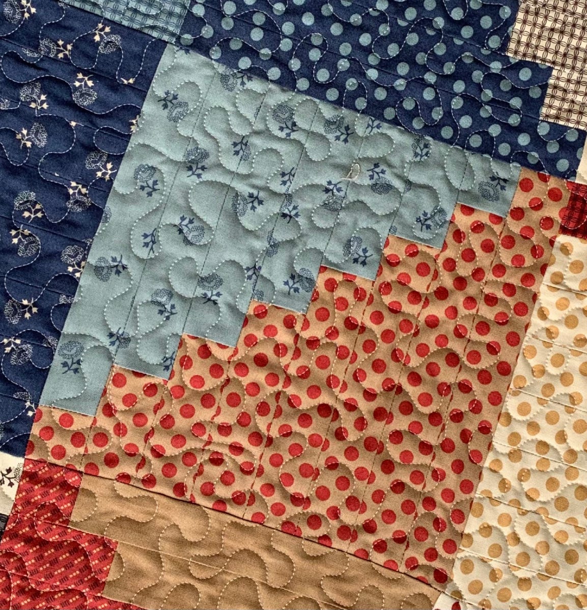 Close Up of Katys Log Cabin Quilt
