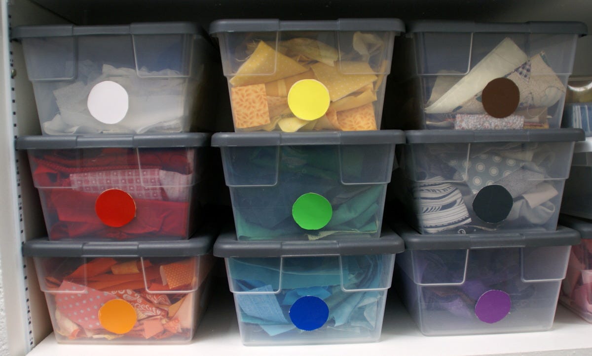 fabric scrap stash organizer plast bins