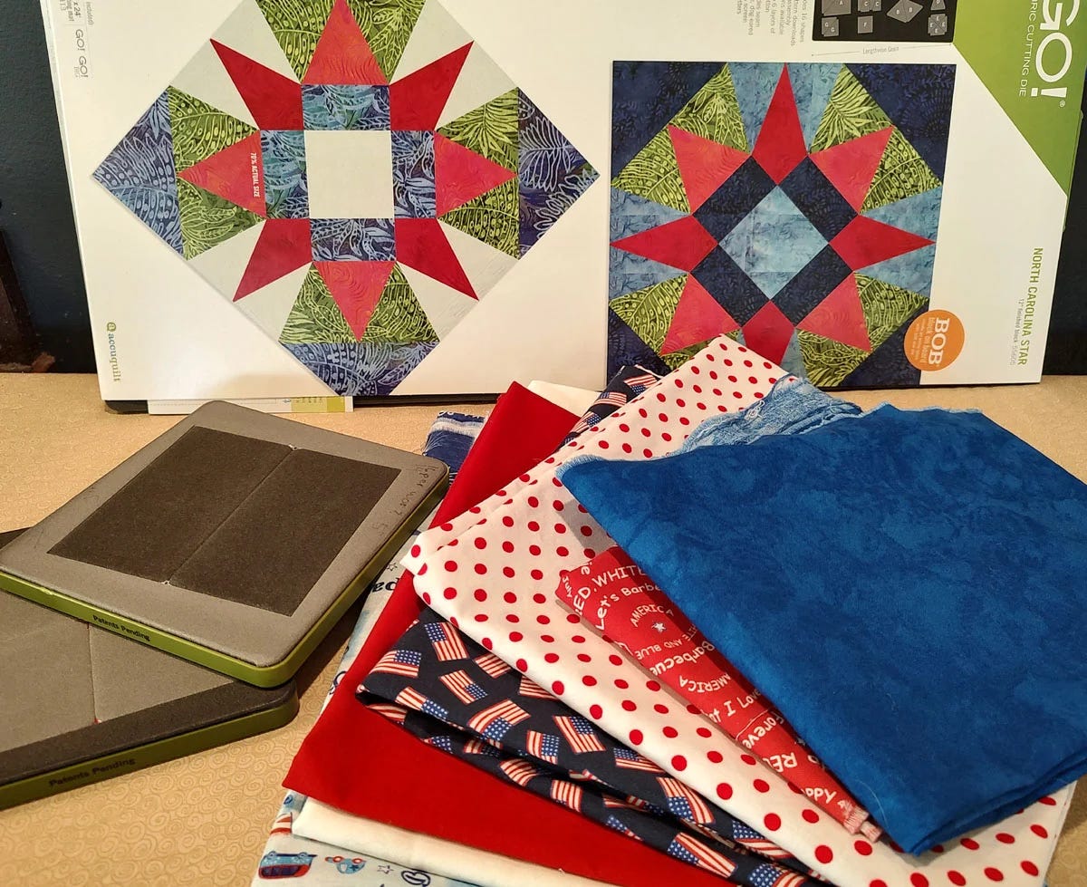 Dies and Fabric Needed for the Patriotic North Carolina Star Quilt