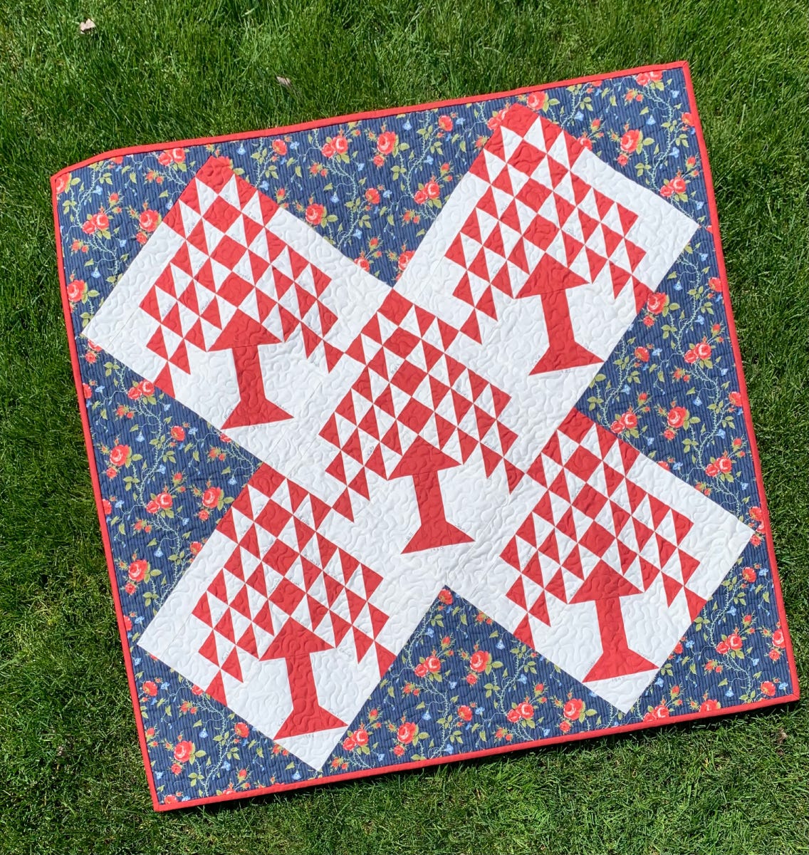 Katy's Finished Family Tree of Life Quilt on Grass