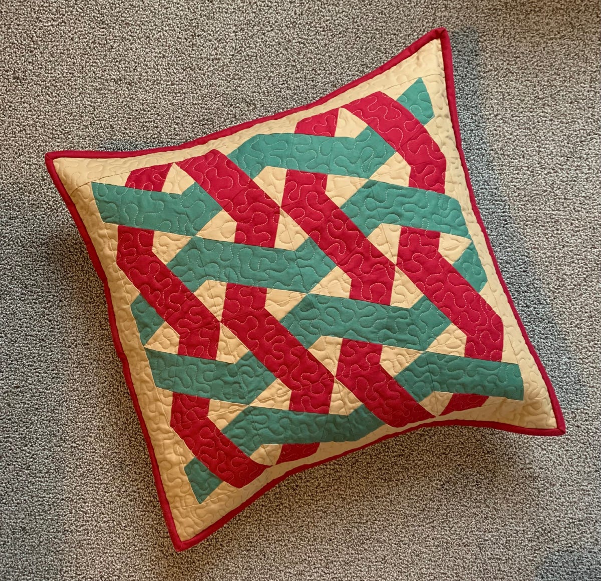Finished Front of the Holiday Washington's Puzzle Pillow Cover