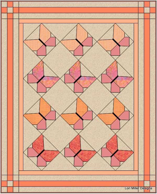 Flutter By Butterfly Throw Quilt Layout