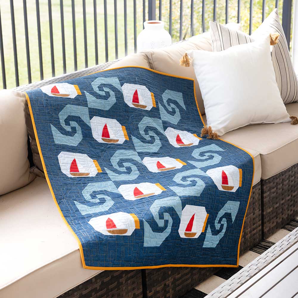 GO! Ride A Wave Throw Quilt Free Pattern