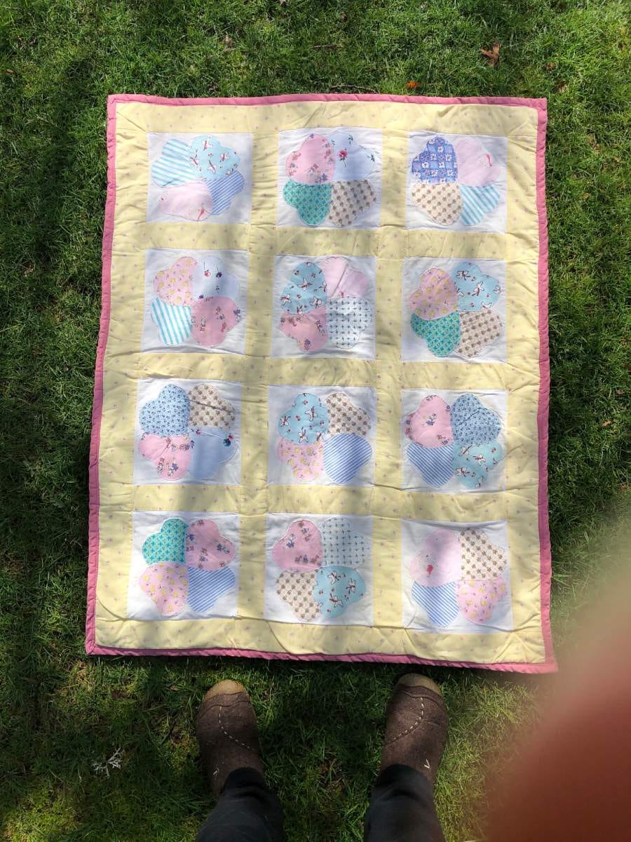 Karen's first quilt made from baby clothes 2