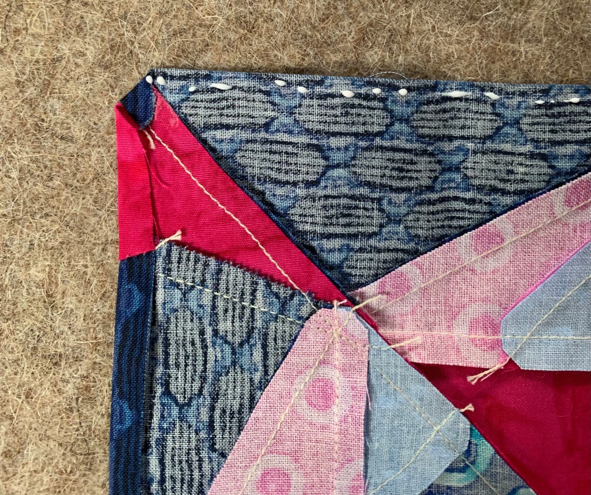 One Side of the Lucky Star Block with Glue