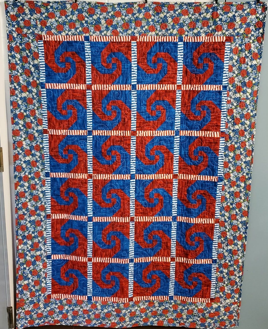Red, white and blue themed quilt using the GO! Snail Trail dieusing 