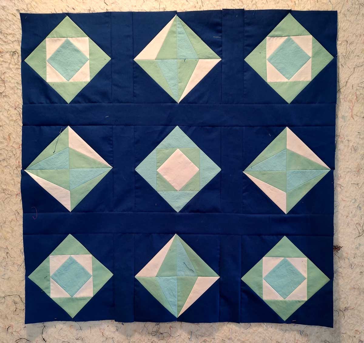 Sewn Diamond and Chinese Lanterns Quilt Top