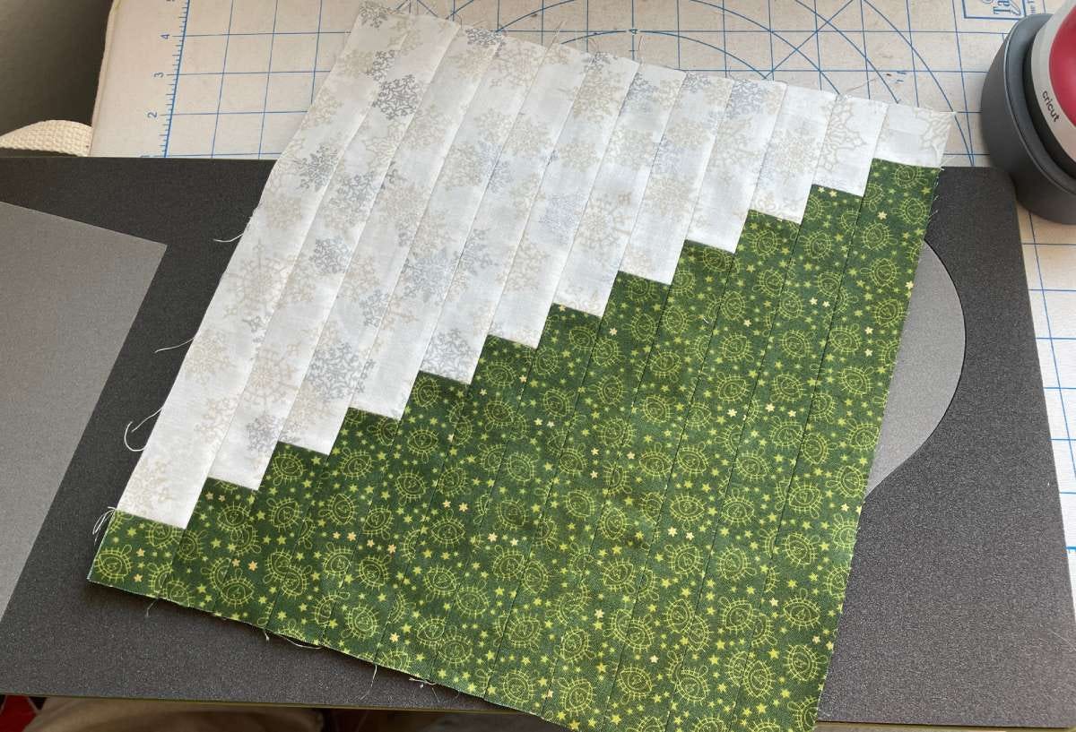 Sewn Log Cabin Block on the GO! Santa Stocking Die