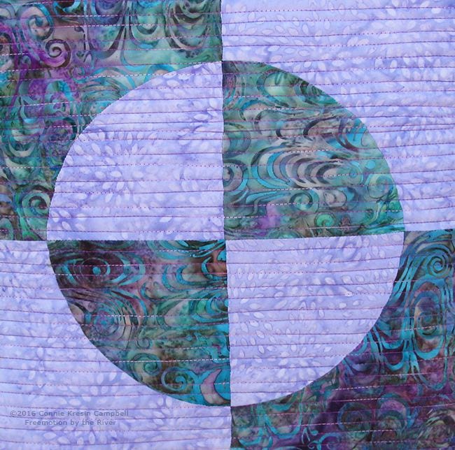 Drunkard's Path quilting closeup