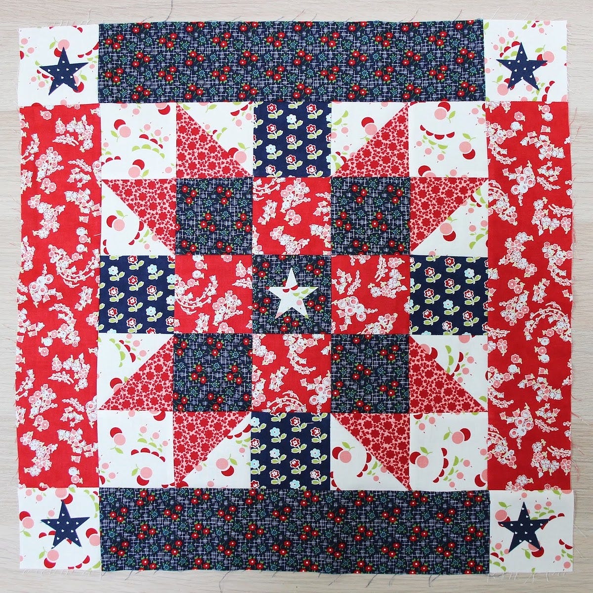 sewn patriotic quilt block